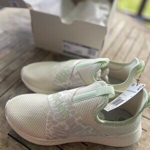 Adidas Puremotion Adapt Ladies White Linen Green Running Shoes HP6244, Sz 8 1/2